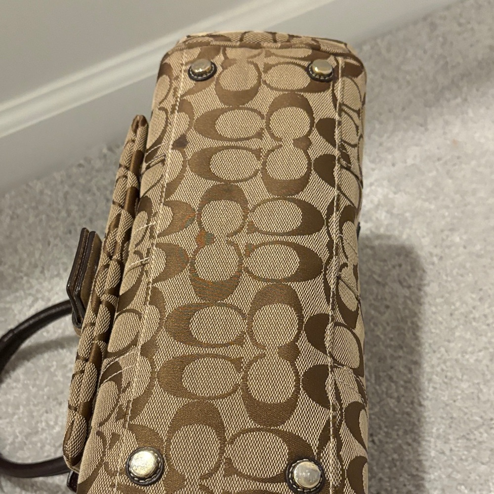 Coach Signature Brown Fabric and Leather Bag - Picture 4 of 4